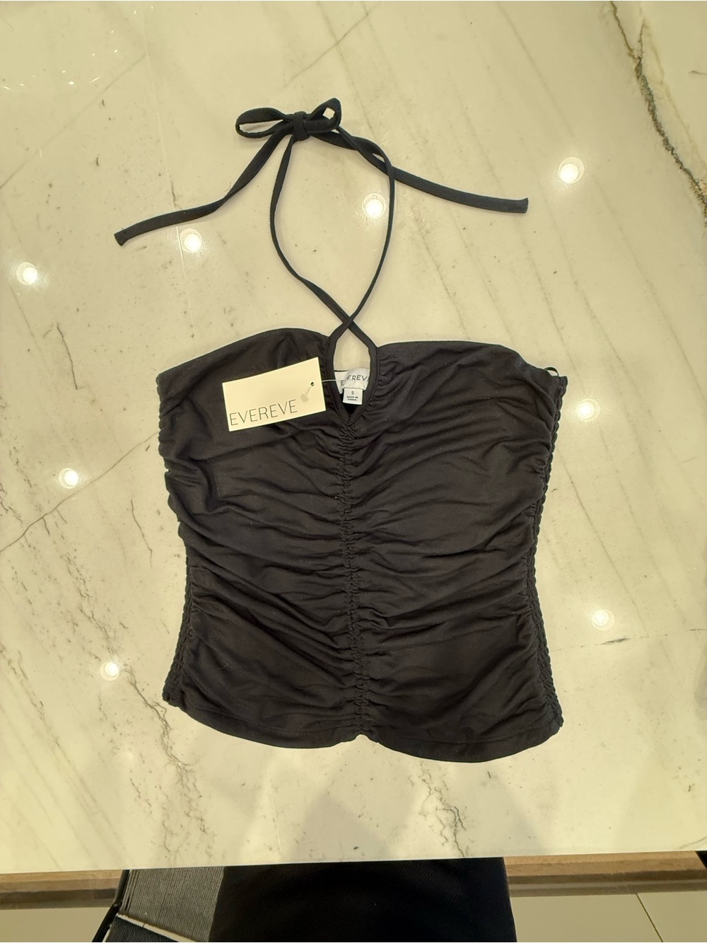Evereve Black Ruched Halter Cami